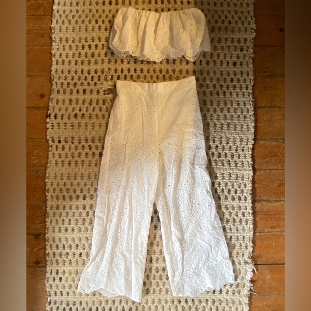 Made With Love Blue Blush Size woman’s Small Eyelet Strapless Set